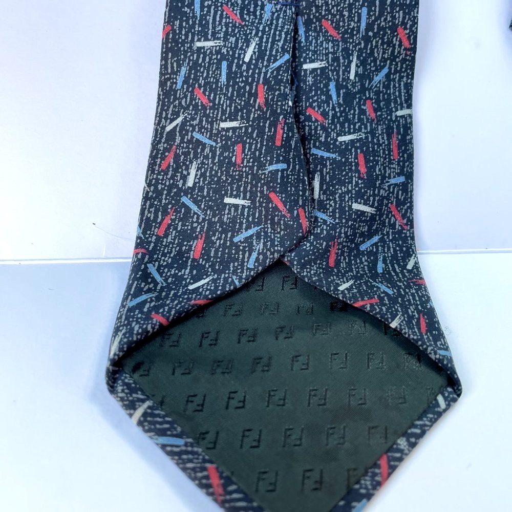 Fendi Roma Mens Multicolor Abstract Silk vintage Neck Tie - Picture 2 of 8
